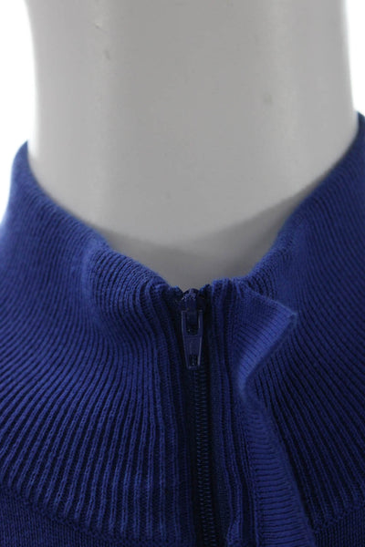 Paul Fredrick Mens Full Zip Pima Cotton Mock Neck Blue Sweater Size 2XLT