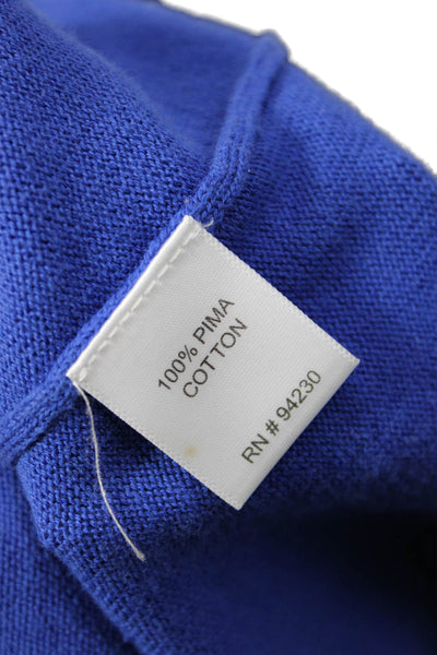Paul Fredrick Mens Full Zip Pima Cotton Mock Neck Blue Sweater Size 2XLT