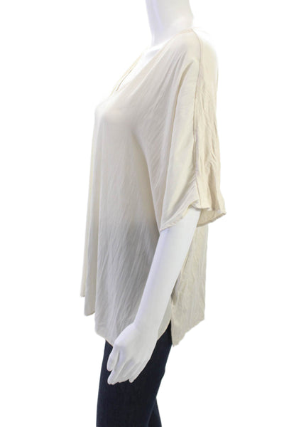 Lola & Sophie Women Sleeveless V-Neck Tunic Blouse Beige Size L