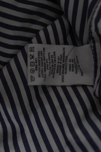 Theory Womens Striped Cotton Collared Button Up Blouse Long Sleeve Size PP
