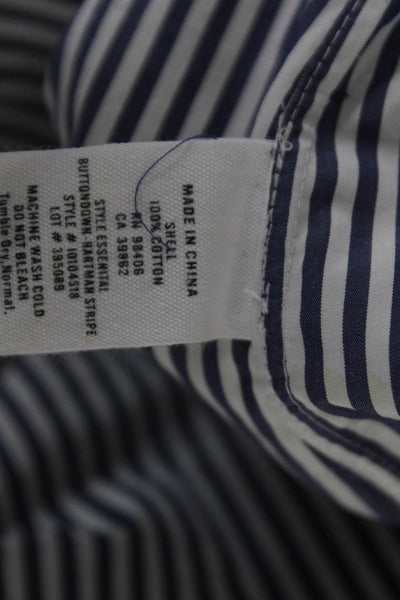 Theory Womens Striped Cotton Collared Button Up Blouse Long Sleeve Size PP