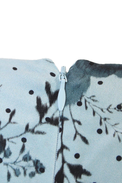 Erdem Womens Fit & Flare Dress Light Blue Silk Floral Long Sleeve Size 2