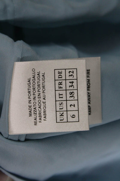 Erdem Womens Fit & Flare Dress Light Blue Silk Floral Long Sleeve Size 2