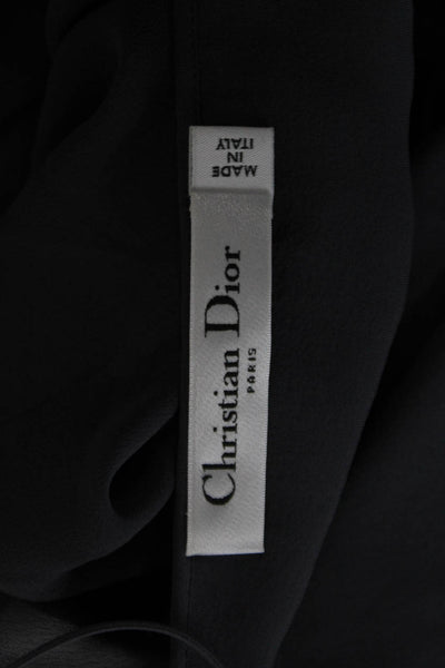 Christian Dior Women Maxi Floral Silk Midi Dress Dark Gray 3/4 Sleeve Size 6
