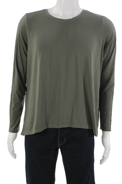 Athleta Mens Green Polyester Crew Neck Long Sleeve Army T-Shirt Size M
