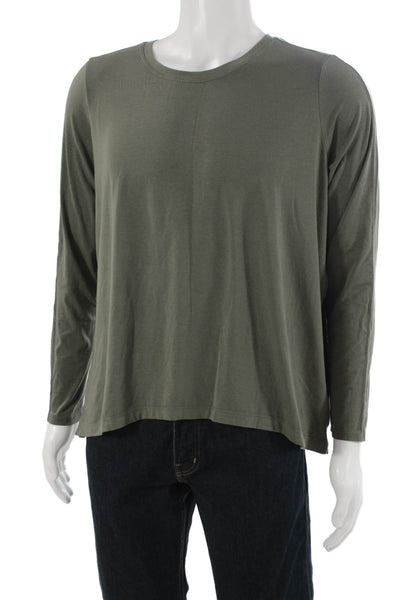Athleta Mens Green Polyester Crew Neck Long Sleeve Army T-Shirt Size M
