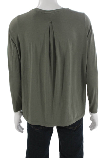 Athleta Mens Green Polyester Crew Neck Long Sleeve Army T-Shirt Size M