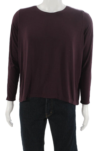Athleta Mens Purple Long Sleeve Polyester T Shirt Round Neck Size M