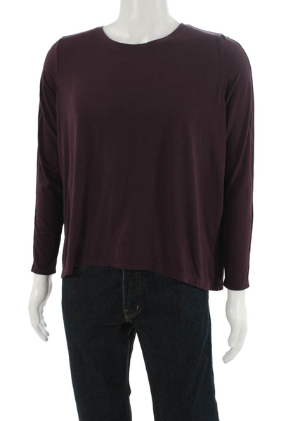 Athleta Mens Purple Long Sleeve Polyester T Shirt Round Neck Size M