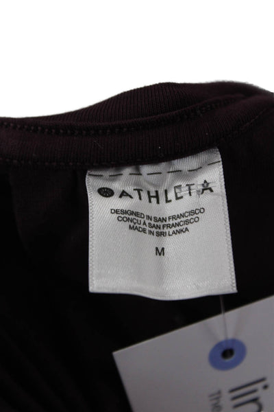 Athleta Mens Purple Long Sleeve Polyester T Shirt Round Neck Size M
