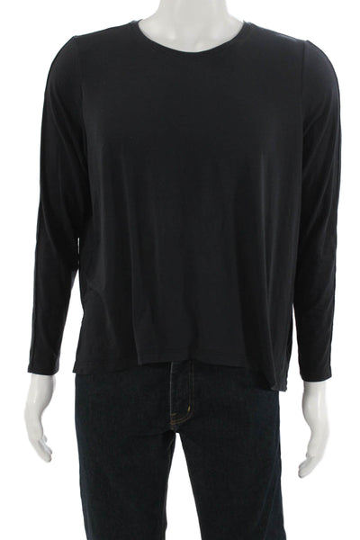 Athleta Mens Black Polyester Long Sleeve T-Shirt Round Neck Solid Size M