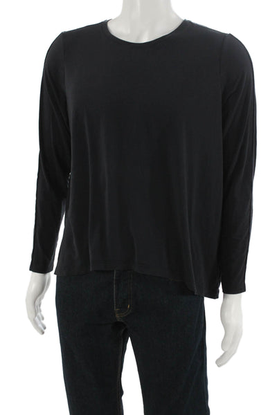 Athleta Mens Black Polyester Long Sleeve T-Shirt Round Neck Solid Size M