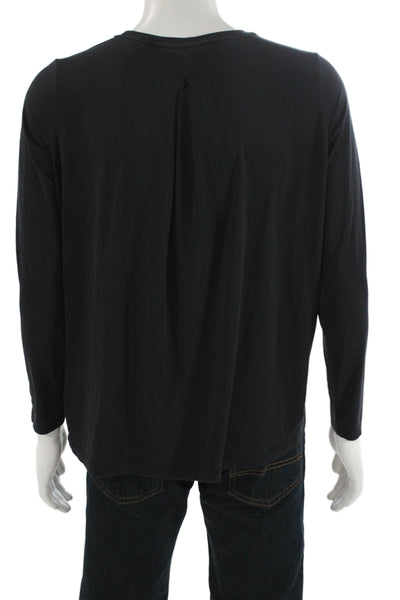 Athleta Mens Black Polyester Long Sleeve T-Shirt Round Neck Solid Size M
