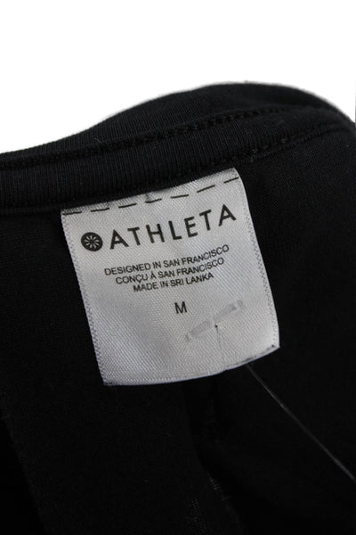 Athleta Mens Black Polyester Long Sleeve T-Shirt Round Neck Solid Size M