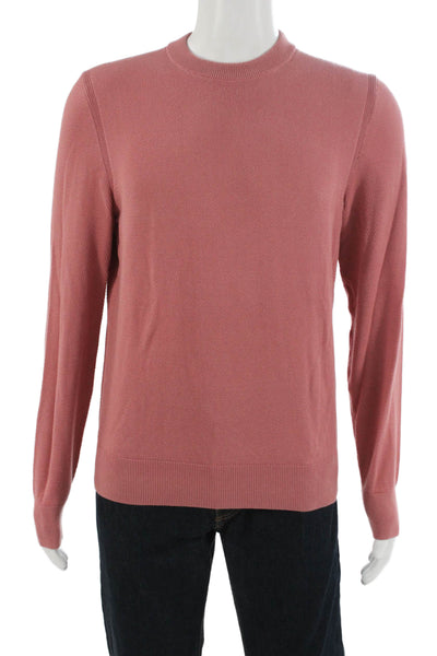 BOSS Mens Pullover Sweater Pink Cotton Crew Neck Long Sleeve Size S