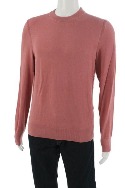 BOSS Mens Pullover Sweater Pink Cotton Crew Neck Long Sleeve Size S