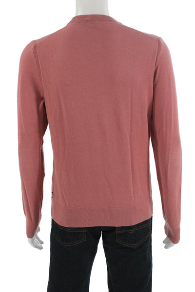 BOSS Mens Pullover Sweater Pink Cotton Crew Neck Long Sleeve Size S