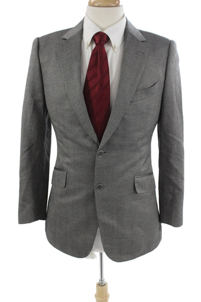 Michael Andrews Men's 2 Piece Herringbone Wool Suit Jacket Gray Size 38