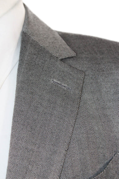 Michael Andrews Men's 2 Piece Herringbone Wool Suit Jacket Gray Size 38