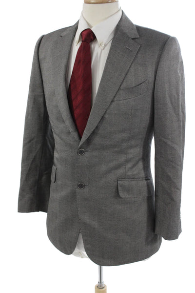 Michael Andrews Men's 2 Piece Herringbone Wool Suit Jacket Gray Size 38