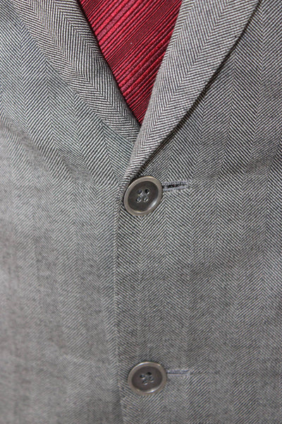 Michael Andrews Men's 2 Piece Herringbone Wool Suit Jacket Gray Size 38