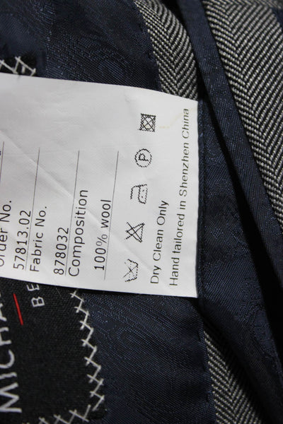 Michael Andrews Men's 2 Piece Herringbone Wool Suit Jacket Gray Size 38