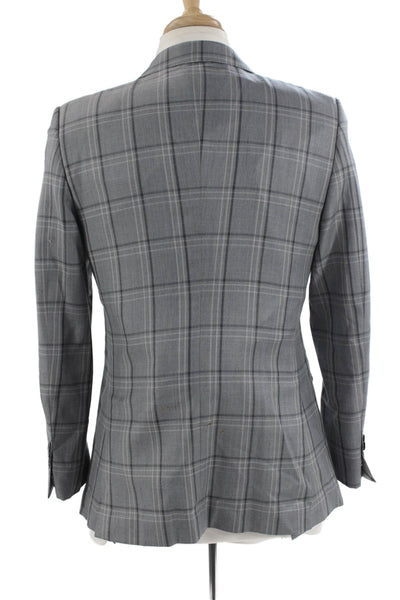 Michael Andrews Mens Gray Plaid 100% Wool Suit Jacket Size 38
