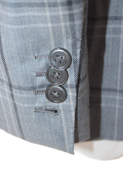 Michael Andrews Mens Gray Plaid 100% Wool Suit Jacket Size 38