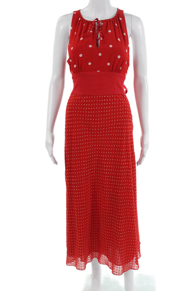 & Other Stories Women Maxi Sundress Red Polka Dot Drawstring Size 8