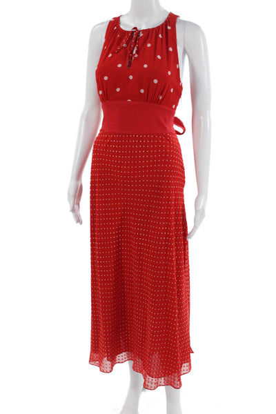 & Other Stories Women Maxi Sundress Red Polka Dot Drawstring Size 8