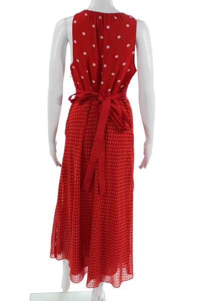 & Other Stories Women Maxi Sundress Red Polka Dot Drawstring Size 8