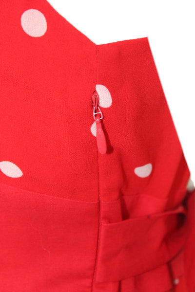 & Other Stories Women Maxi Sundress Red Polka Dot Drawstring Size 8