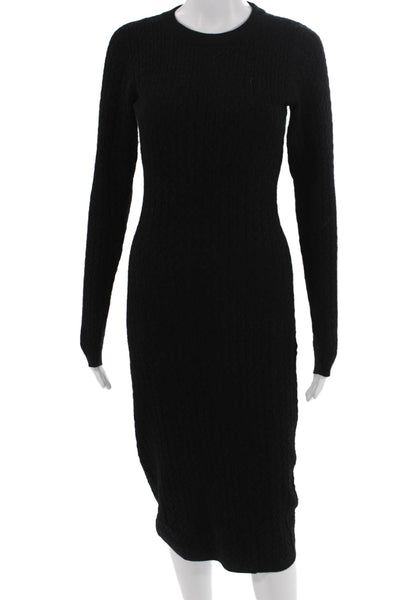Karen Millen Womens Black Wool Bodycon Sweater Dress Long Sleeve Size S