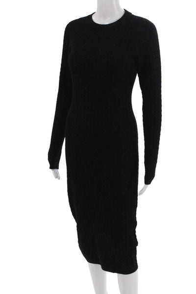 Karen Millen Womens Black Wool Bodycon Sweater Dress Long Sleeve Size S