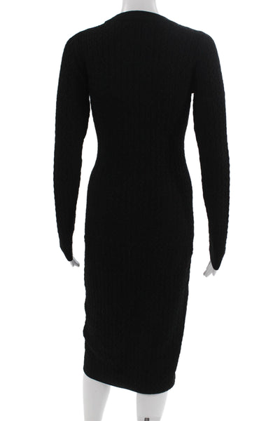 Karen Millen Womens Black Wool Bodycon Sweater Dress Long Sleeve Size S