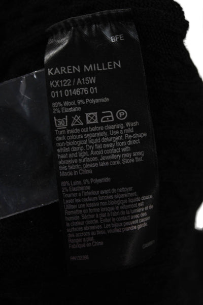 Karen Millen Womens Black Wool Bodycon Sweater Dress Long Sleeve Size S