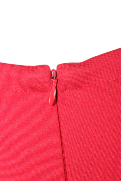 Nanette Lepore Women Fit & Flare Dress Red 3/4 Sleeve Round Neck Zip Size 8