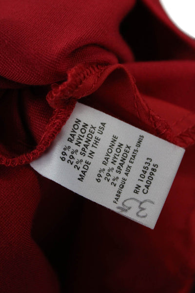 Nanette Lepore Women Fit & Flare Dress Red 3/4 Sleeve Round Neck Zip Size 8
