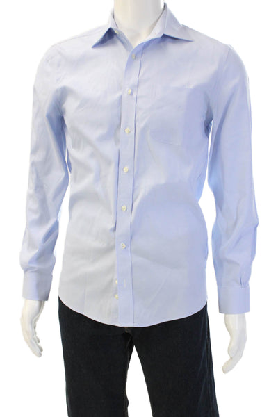 Brooks Brothers Mens Cotton Slim Fit Long Sleeve Button-Down Shirt Blue Size 33