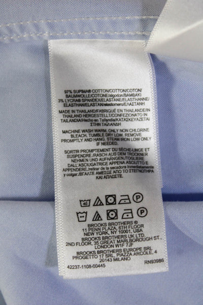 Brooks Brothers Mens Cotton Slim Fit Long Sleeve Button-Down Shirt Blue Size 33