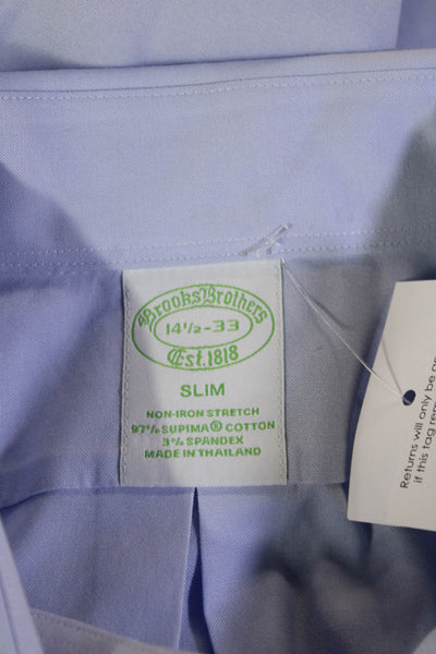 Brooks Brothers Mens Cotton Slim Fit Long Sleeve Button-Down Shirt Blue Size 33