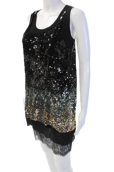 BCBGMAXAZRIA Women Shift Dress Black Silk Sleeveless Short Size XS