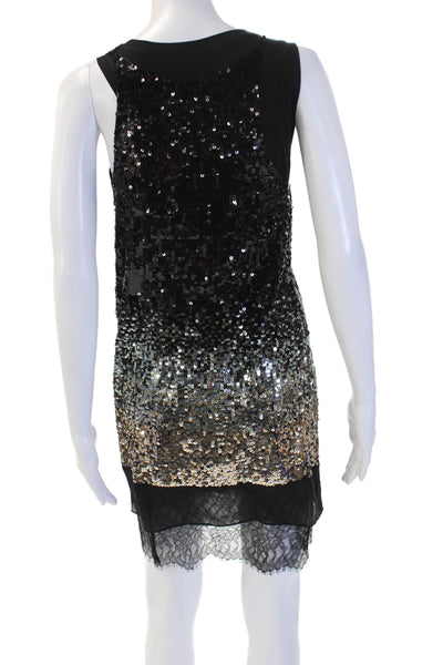 BCBGMAXAZRIA Women Shift Dress Black Silk Sleeveless Short Size XS