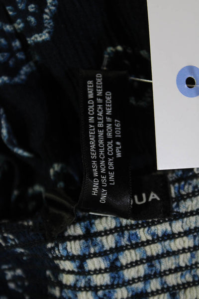 Aqua Women Cropped Camisole Dark Blue Geometric Rayon Square Neck Boho Size XS