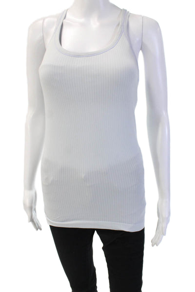 Lululemon Women White Striped Basic Tank Sleeveless Round Neck Size 6