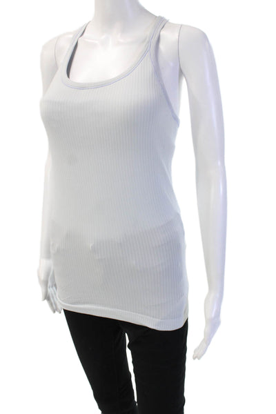 Lululemon Women White Striped Basic Tank Sleeveless Round Neck Size 6