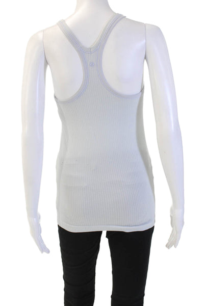 Lululemon Women White Striped Basic Tank Sleeveless Round Neck Size 6