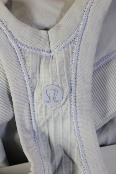 Lululemon Women White Striped Basic Tank Sleeveless Round Neck Size 6