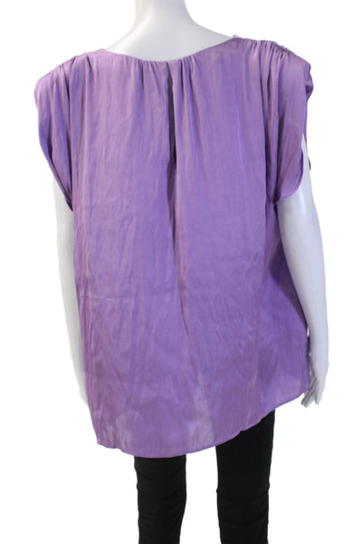 MNG Women Satin Purple Sleeveless Tunic Round Neck Solid Spring Plus Size 12