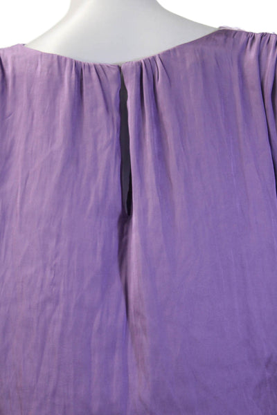 MNG Women Satin Purple Sleeveless Tunic Round Neck Solid Spring Plus Size 12
